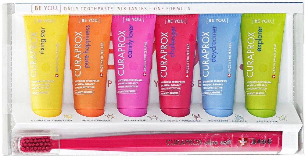 Паста зубная BE YOU, 6*10мл + щетка, Curaprox, Швейцария