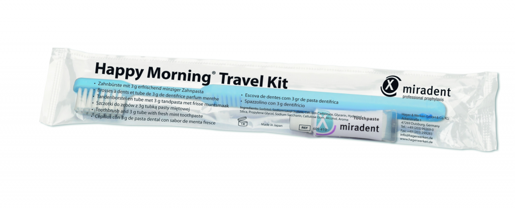 Щетка зубная +паста 3гр., Нappy Morning Travel Kit., Miradent, Германия