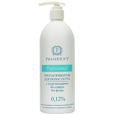 Ополаскиватель Professional, хлоргексидин 0,12%, 500мл., PresiDENT, Италия