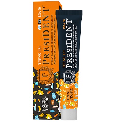 Паста зубная Teens Fresh tropic, 50 RDA, 12+, 70г., PresiDENT, Италия